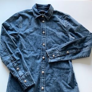 J Crew chambrey shirt with jewel buttons.  Size 0.